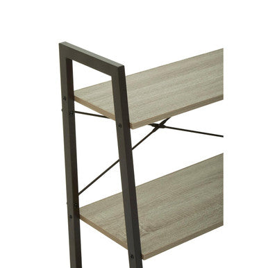 Orsina Bradbury 3-Tier Grey Oak Veneer Ladder Shelf Unit | Metal Frame