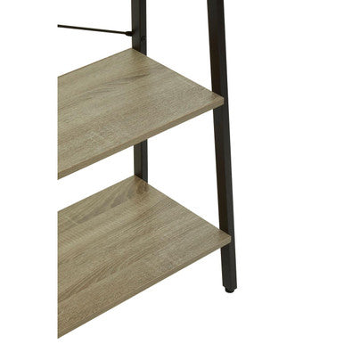 Orsina Bradbury 3-Tier Grey Oak Veneer Ladder Shelf Unit | Metal Frame