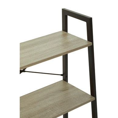 Orsina Bradbury 3-Tier Grey Oak Veneer Ladder Shelf Unit | Metal Frame