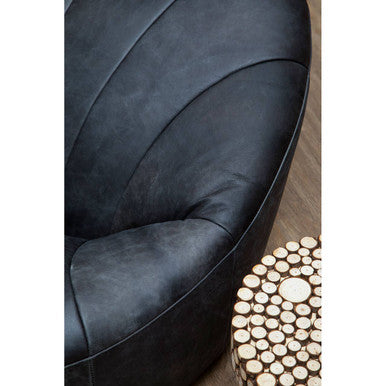 Orsina Lacuna Round Fir Wood Coffee Table with Black Hairpin Legs