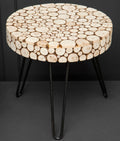 Orsina Lacuna Round Fir Wood Coffee Table with Black Hairpin Legs