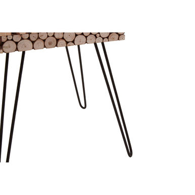 Orsina Lacuna Square Side Table – Fir Wood Disc Top with Hairpin Legs