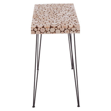 Orsina Lacuna Console Table – Distressed Fir Wood with Hairpin Legs