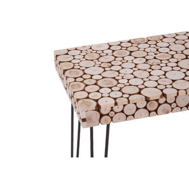 Orsina Lacuna Console Table – Distressed Fir Wood with Hairpin Legs