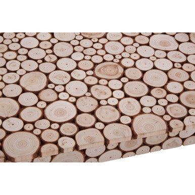 Orsina Lacuna Wood Disc Coffee Table | Distressed Fir & Hairpin Legs