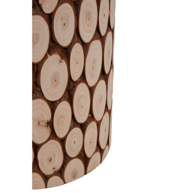 Orsina Lacuna Fir Wood Mosaic Side Table and Sculptural Stool