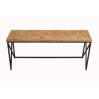 Orsina Kickford Parquet Fir Wood Coffee Table with Black X-Base