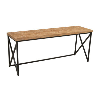 Orsina Kickford Parquet Fir Wood Coffee Table with Black X-Base