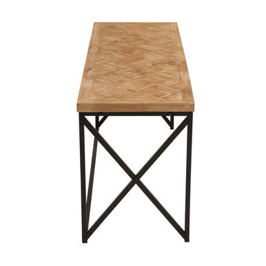 Orsina Kickford Parquet Fir Wood Coffee Table with Black X-Base