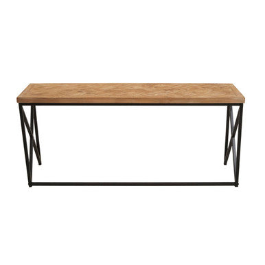 Orsina Kickford Parquet Fir Wood Coffee Table with Black X-Base