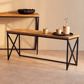 Orsina Kickford Parquet Fir Wood Coffee Table with Black X-Base