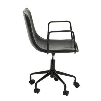 Orsina Branson Black Faux Leather Home Office Desk Swivel Chair