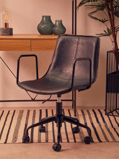 Orsina Branson Black Faux Leather Home Office Desk Swivel Chair