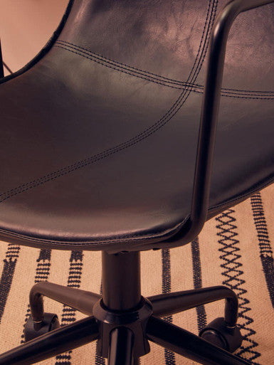 Orsina Branson Black Faux Leather Home Office Desk Swivel Chair