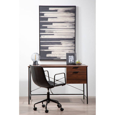 Orsina Branson Black Faux Leather Home Office Desk Swivel Chair