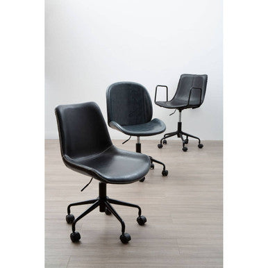 Orsina Branson Black Faux Leather Home Office Desk Swivel Chair