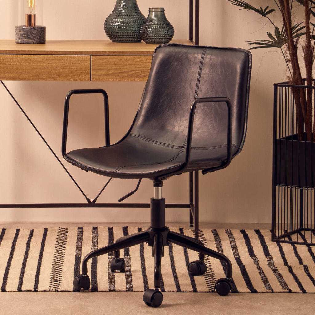 Orsina Branson Black Faux Leather Home Office Desk Swivel Chair