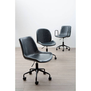 Orsina Branson Grey Faux Leather Home Office Desk Chair