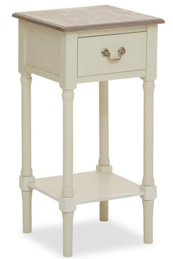 Orsina Heritage White Side Table – Pine Wood 1 Drawer Nightstand