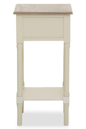 Orsina Heritage White Side Table – Pine Wood 1 Drawer Nightstand