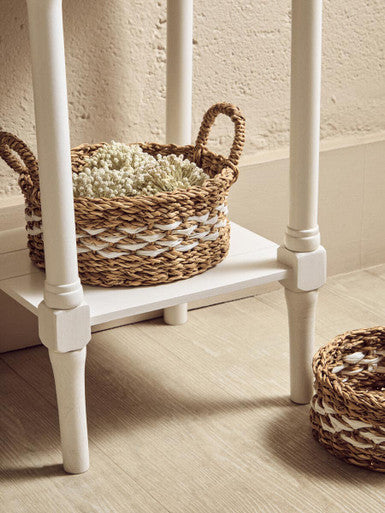 Orsina Heritage White Side Table – Pine Wood 1 Drawer Nightstand