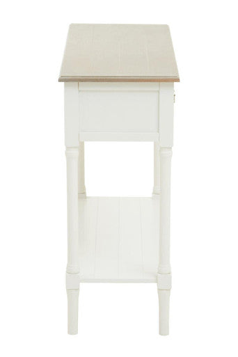 Orsina Heritage White 2-Drawer Pine Wood Console Table with Shelf