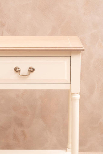 Orsina Heritage White 2-Drawer Pine Wood Console Table with Shelf