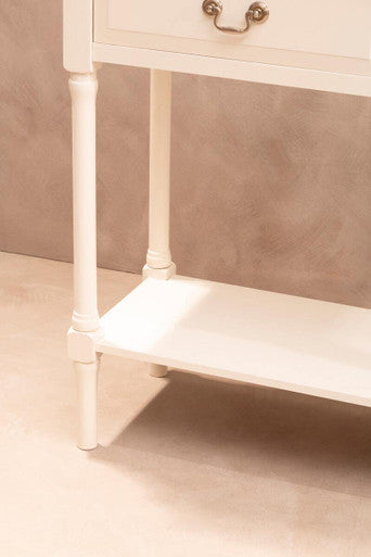 Orsina Heritage White 2-Drawer Pine Wood Console Table with Shelf