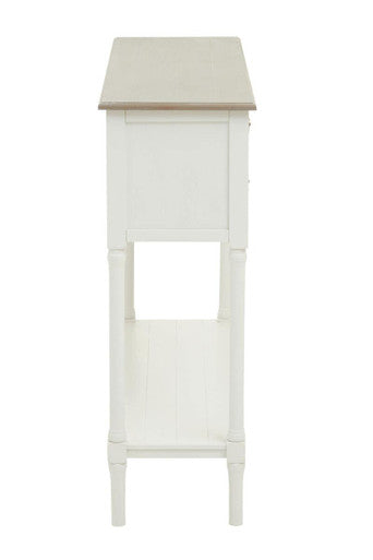 Orsina Heritage 4-Drawer White Console Table with Wood Top