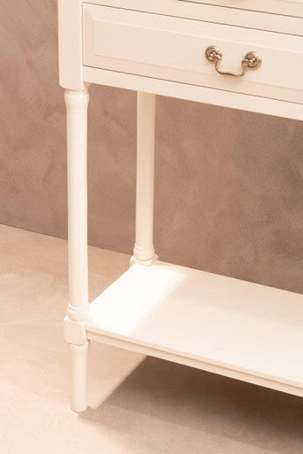 Orsina Heritage 4-Drawer White Console Table with Wood Top