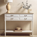 Orsina Heritage 4-Drawer White Console Table with Wood Top
