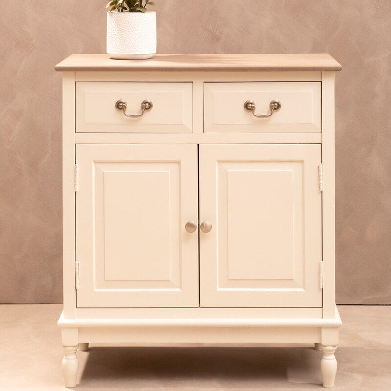 Orsina Heritage 2 Drawer White Sideboard – Classic Storage Cabinet