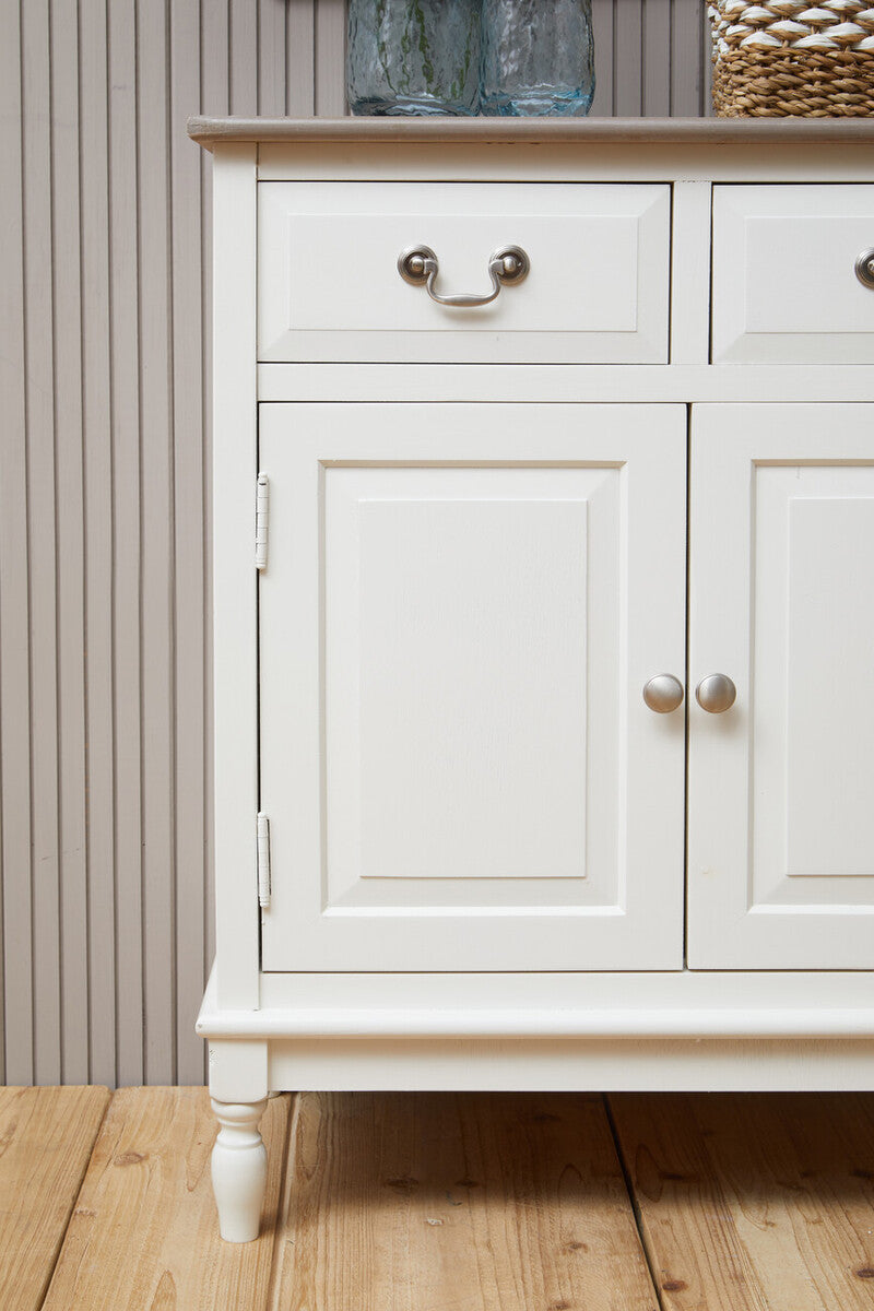 Orsina Heritage 2 Drawer White Sideboard – Classic Storage Cabinet