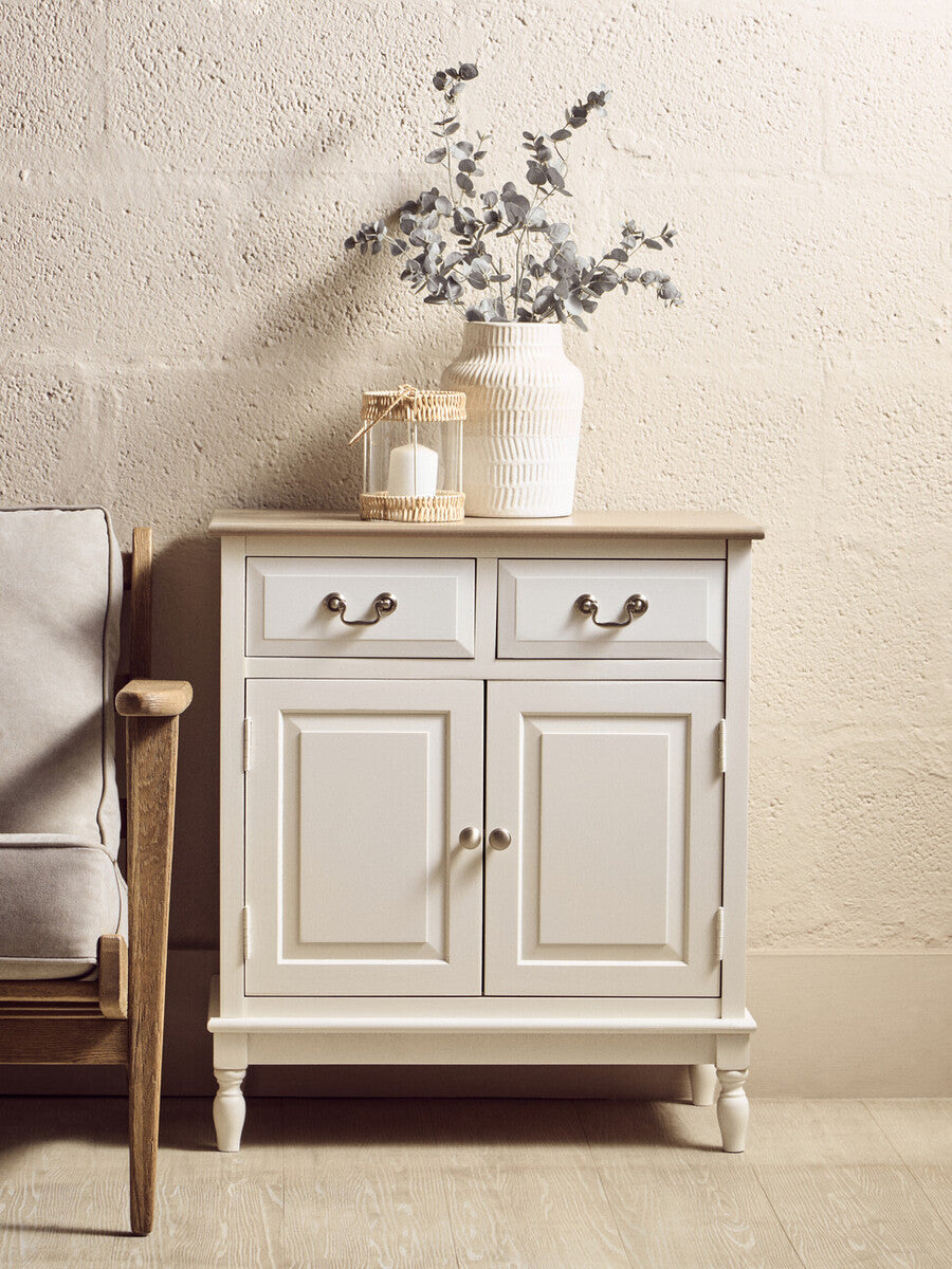 Orsina Heritage 2 Drawer White Sideboard – Classic Storage Cabinet