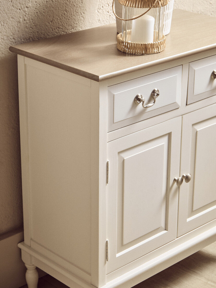 Orsina Heritage 2 Drawer White Sideboard – Classic Storage Cabinet