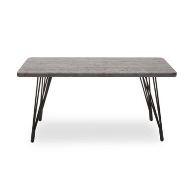 Orsina Anube Dark Grey Veneer Dining Table with Black Metal Legs