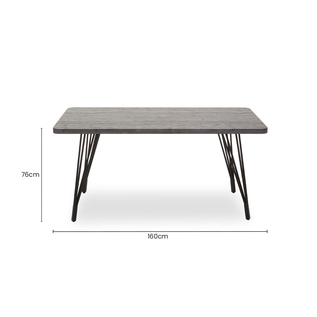 Orsina Anube Dark Grey Veneer Dining Table with Black Metal Legs