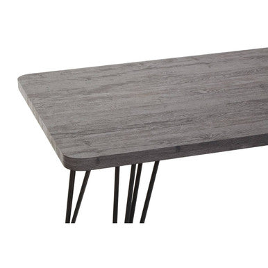 Orsina Anube Dark Grey Veneer Dining Table with Black Metal Legs
