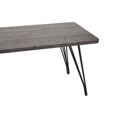 Orsina Anube Dark Grey Veneer Dining Table with Black Metal Legs