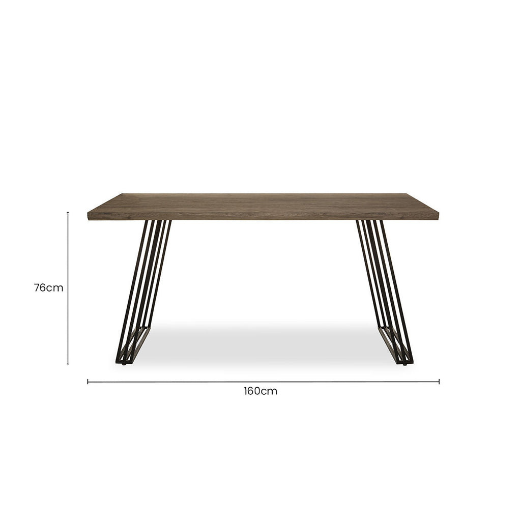 Orsina Adele Light Brown Veneer Dining Table with U-Shaped Metal Base