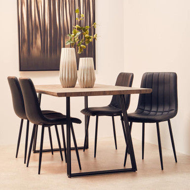 Orsina Adele Light Brown Veneer Dining Table with U-Shaped Metal Base