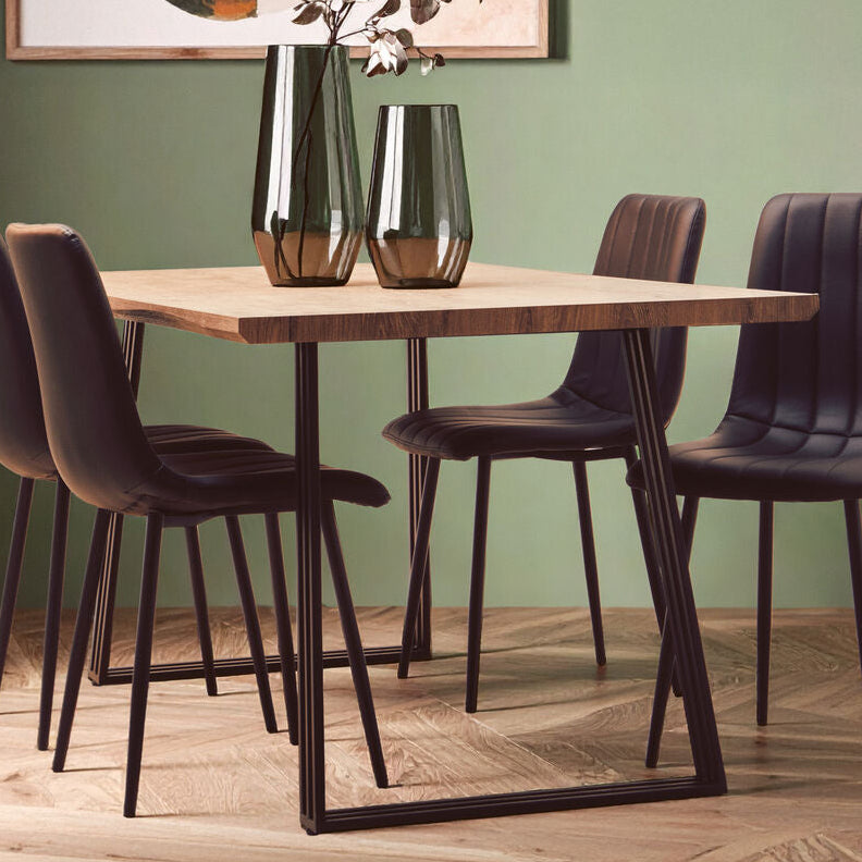Orsina Adele Light Brown Veneer Dining Table with U-Shaped Metal Base