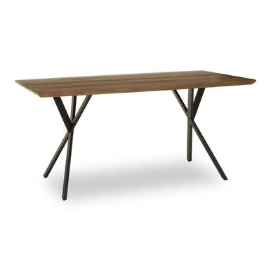 Orsina Arron Dining Table – Brown Wood Veneer with Black X-Base