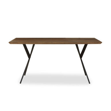 Orsina Arron Dining Table – Brown Wood Veneer with Black X-Base