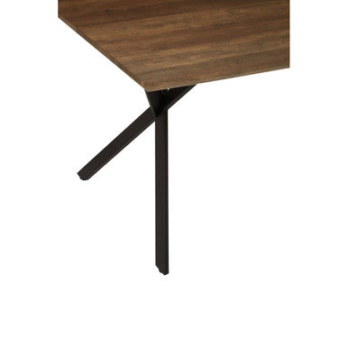 Orsina Arron Dining Table – Brown Wood Veneer with Black X-Base
