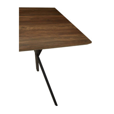 Orsina Arron Dining Table – Brown Wood Veneer with Black X-Base