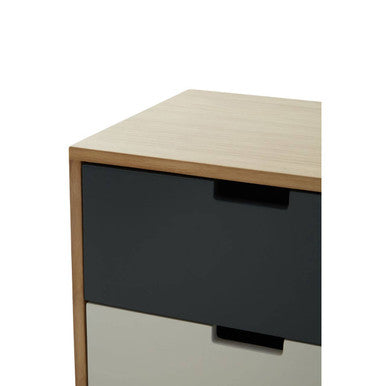 Orsina Watson 2-Drawer Bedside Table – Mid-Century Grey and White