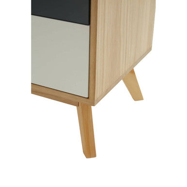 Orsina Watson 2-Drawer Bedside Table – Mid-Century Grey and White