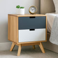 Orsina Watson 2-Drawer Bedside Table – Mid-Century Grey and White