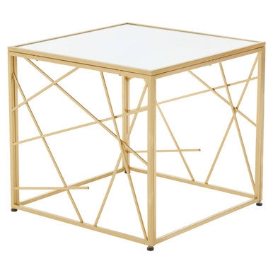 Orsina Farran Modern Gold Side Table with Mirrored Glass Top
